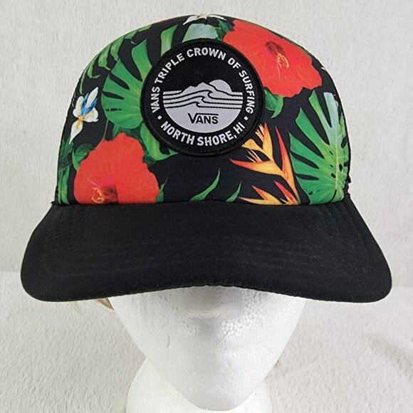 Vans Tropical Triple Crown of Surfing Snapback Cap Hat One size Black Red Green - Picture 1 of 7